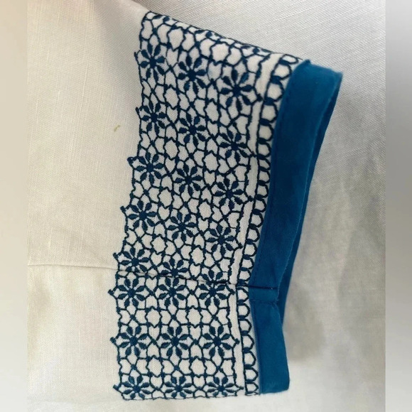 Jones New York Embroidered V Neck Linen 3/4 Sleeves Sz L - Picture 4 of 4